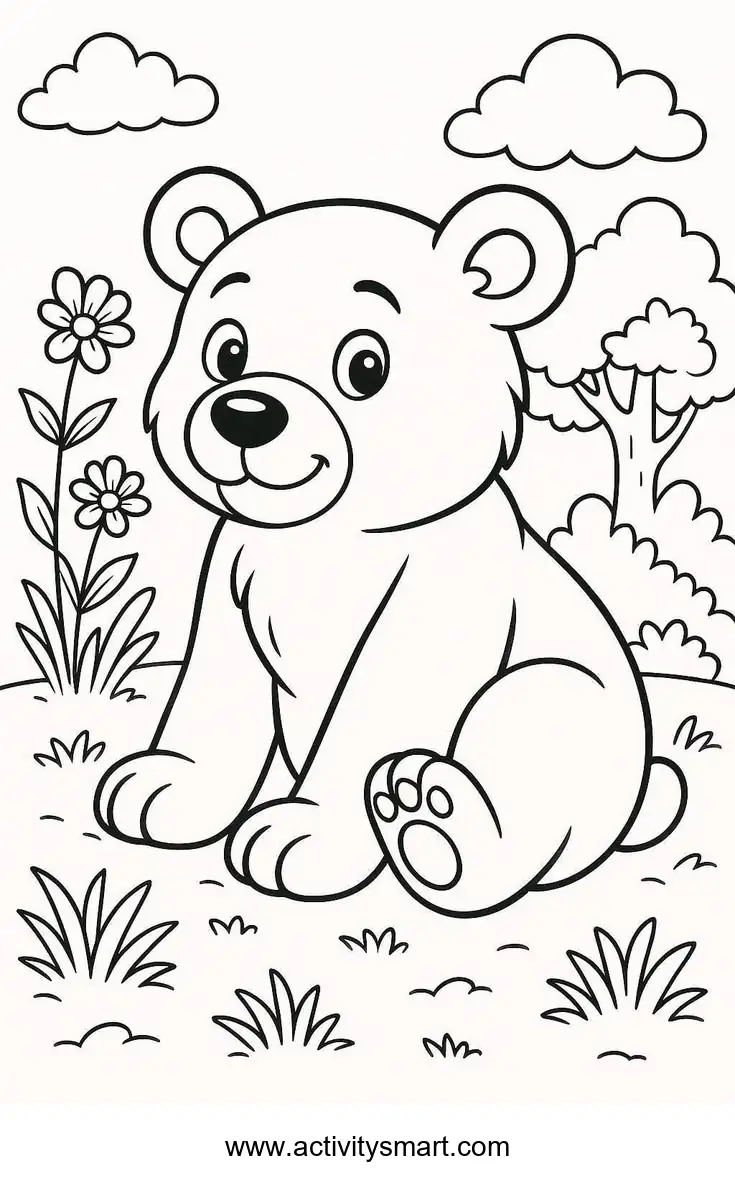 Sun and Clouds coloring page for preschool and kindergarten kids